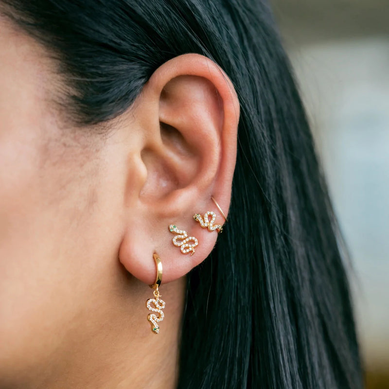 PAVE SERPENT SLITHER HUGGIE EARRINGS