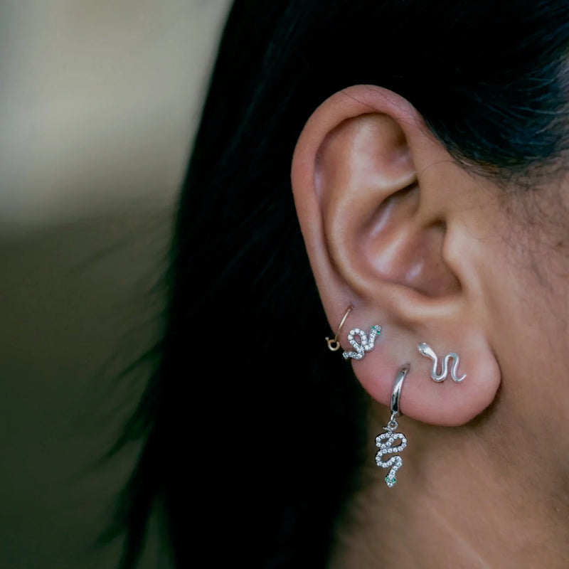 PAVE SERPENT SLITHER HUGGIE EARRINGS