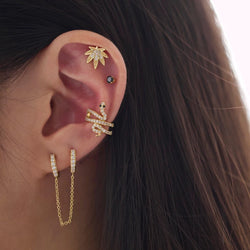 DOUBLE PAVE CHAIN HUGGIE EARRING